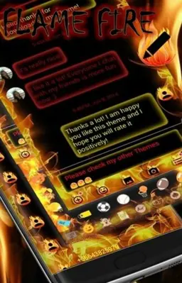 SMS Messages Flame Fire Theme android App screenshot 1