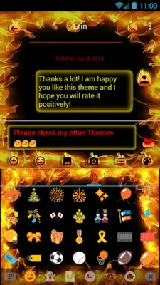 SMS Messages Flame Fire Theme android App screenshot 2