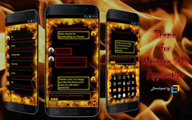 SMS Messages Flame Fire Theme android App screenshot 5